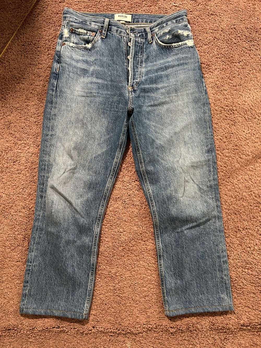 Agolde Women's Cropped Vintage Wash Blue Jeans